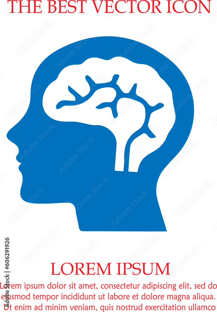 Head with brain vector icon eps 10. Simple isolated illustration. Head with brain vector icon eps 10. Simple isolated illustration.