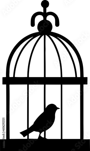 Fotografija Simple bird cage flat Icon black