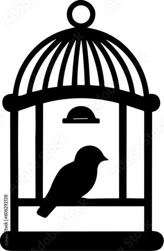 Simple bird cage flat Icon black