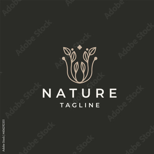 Nature leaf tree growth logo icon design template. garden, park, beauty, spa flat vector