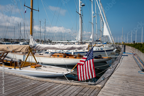 Sailboats at the harbour on a sunny day