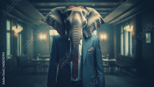 elephant businessman in a suit. Generative AI