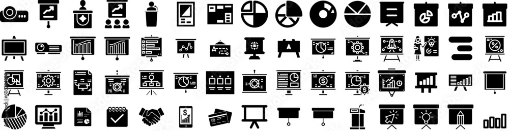 Set Of Presentation Icons Isolated Silhouette Solid Icon With Template, Corporate, Marketing, Background, Graphic, Business, Presentation Infographic Simple Vector Illustration Logo Set Of Presentation Icons Isolated Silhouette Solid Icon With Template, Corporate, Marketing, Background, Graphic, Business, Presentation Infographic Simple Vector Illustration Logo