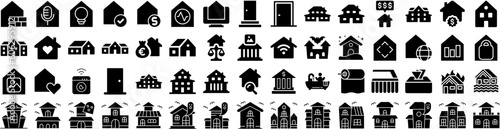 Set Of House Icons Isolated Silhouette Solid Icon With Residential, Property, House, Estate, Building, Home, Architecture Infographic Simple Vector Illustration Logo