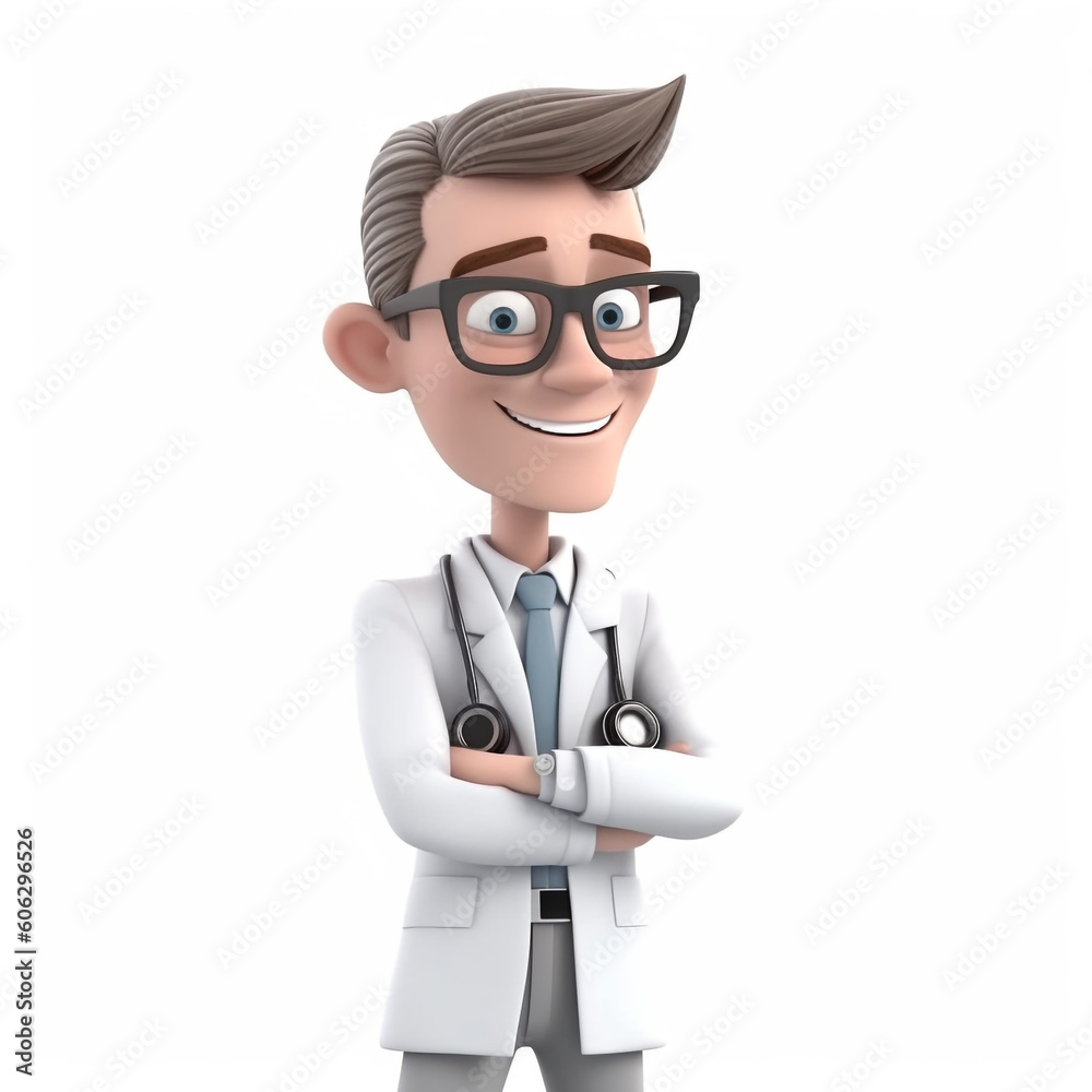 Cartoon character of doctor created using generative AI tools