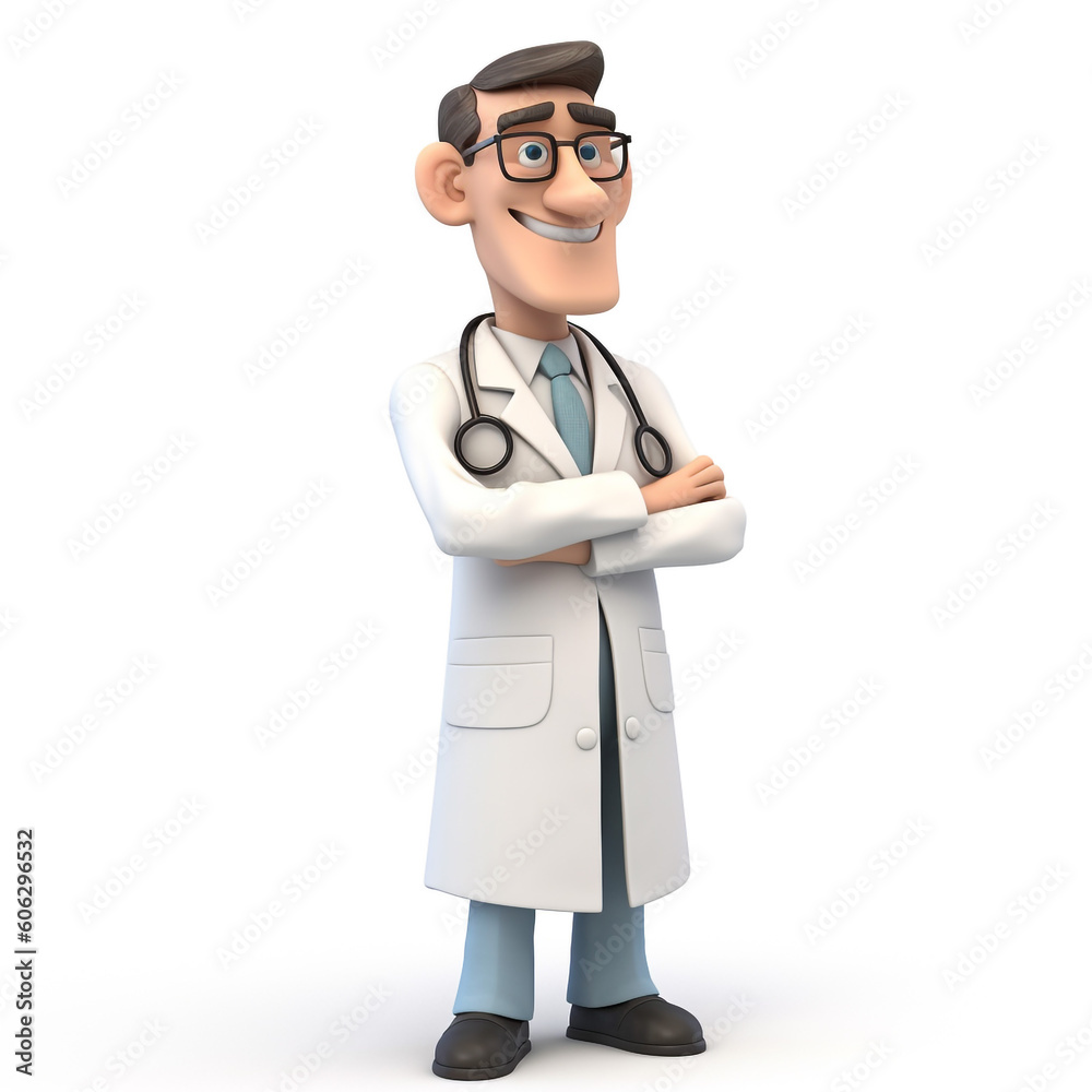Cartoon character of doctor created using generative AI tools Cartoon character of doctor created using generative AI tools
