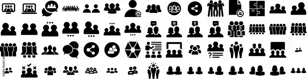 Set Of Group Icons Isolated Silhouette Solid Icon With Group, Team, People, Together, Community, Teamwork, Happy Infographic Simple Vector Illustration Logo