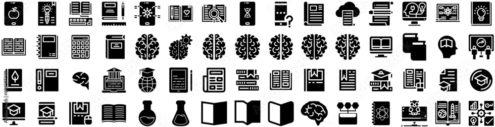 Set Of Knowledge Icons Isolated Silhouette Solid Icon With Concept, Knowledge, Creativity, Business, Idea, Education, Technology Infographic Simple Vector Illustration Logo Set Of Knowledge Icons Isolated Silhouette Solid Icon With Concept, Knowledge, Creativity, Business, Idea, Education, Technology Infographic Simple Vector Illustration Logo