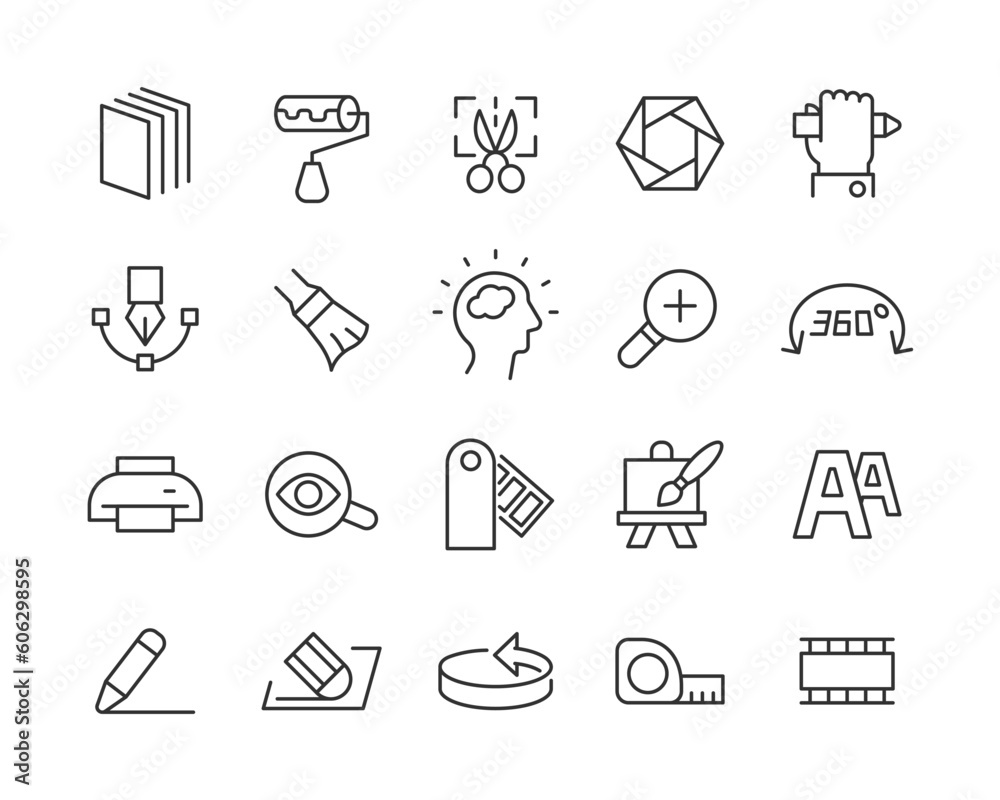 Fototapeta premium Design and Creativity - Line Icons Set - Editable Stroke