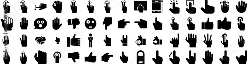 Set Of Gesture Icons Isolated Silhouette Solid Icon With Symbol, Hand, Sign, Gesture, Vector, Finger, Set Infographic Simple Vector Illustration Logo