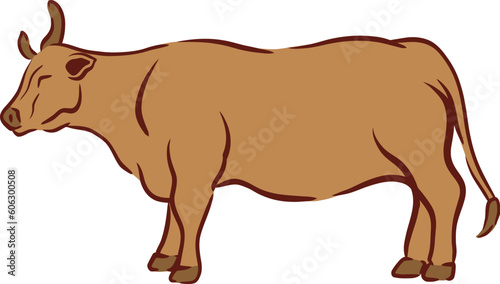 Islamic Animal Cow Flat Hand Drawn Illustration