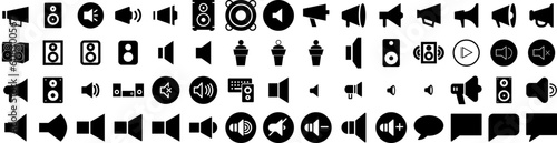 Set Of Speaker Icons Isolated Silhouette Solid Icon With Speech, Conference, Public, Business, Presentation, Speaker, Modern Infographic Simple Vector Illustration Logo