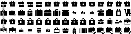 Set Of Suitcase Icons Isolated Silhouette Solid Icon With Suitcase, Journey, Vacation, Baggage, Tourism, Travel, Luggage Infographic Simple Vector Illustration Logo