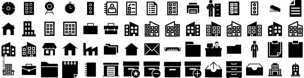 Set Of Office Icons Isolated Silhouette Solid Icon With Work, Office, Table, Computer, Modern, Business, Desk Infographic Simple Vector Illustration Logo Set Of Office Icons Isolated Silhouette Solid Icon With Work, Office, Table, Computer, Modern, Business, Desk Infographic Simple Vector Illustration Logo