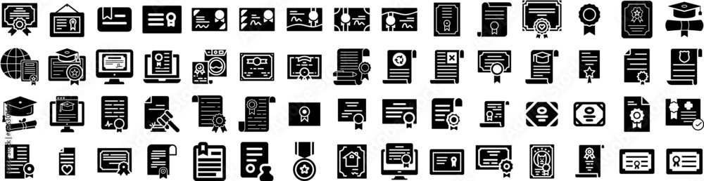 Set Of Certificate Icons Isolated Silhouette Solid Icon With Award, Template, Certificate, Design, Business, Achievement, Diploma Infographic Simple Vector Illustration Logo Set Of Certificate Icons Isolated Silhouette Solid Icon With Award, Template, Certificate, Design, Business, Achievement, Diploma Infographic Simple Vector Illustration Logo
