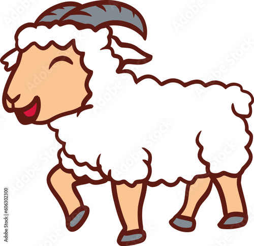 Islamic Animal Sheep Flat Hand Drawn Illustration