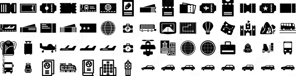 Set Of Travel Icons Isolated Silhouette Solid Icon With Journey, Vacation, Airplane, Trip, Holiday, Travel, Tourism Infographic Simple Vector Illustration Logo Set Of Travel Icons Isolated Silhouette Solid Icon With Journey, Vacation, Airplane, Trip, Holiday, Travel, Tourism Infographic Simple Vector Illustration Logo
