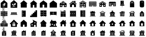 Set Of House Icons Isolated Silhouette Solid Icon With Estate, Home, Building, Property, Residential, House, Architecture Infographic Simple Vector Illustration Logo