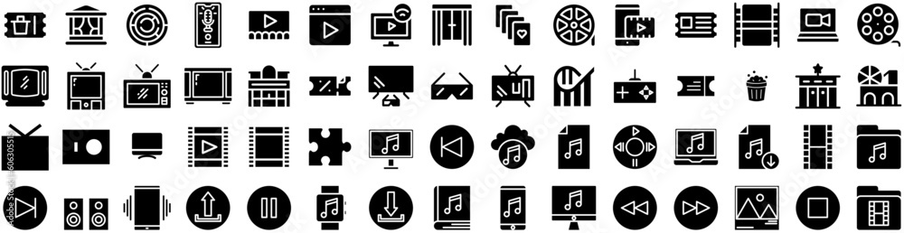 Set Of Entertainment Icons Isolated Silhouette Solid Icon With Theater, Illustration, Entertainment, Music, Icon, Video, Cinema Infographic Simple Vector Illustration Logo Set Of Entertainment Icons Isolated Silhouette Solid Icon With Theater, Illustration, Entertainment, Music, Icon, Video, Cinema Infographic Simple Vector Illustration Logo