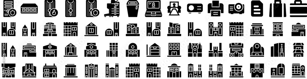Set Of Office Icons Isolated Silhouette Solid Icon With Desk, Table, Business, Computer, Office, Modern, Work Infographic Simple Vector Illustration Logo Set Of Office Icons Isolated Silhouette Solid Icon With Desk, Table, Business, Computer, Office, Modern, Work Infographic Simple Vector Illustration Logo