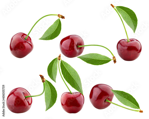 Cherry isolated on white background, full depth of field photo