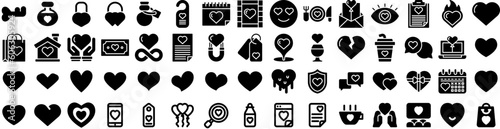 Set Of Romance Icons Isolated Silhouette Solid Icon With Love, Dating, Romantic, Couple, Man, Woman, Romance Infographic Simple Vector Illustration Logo