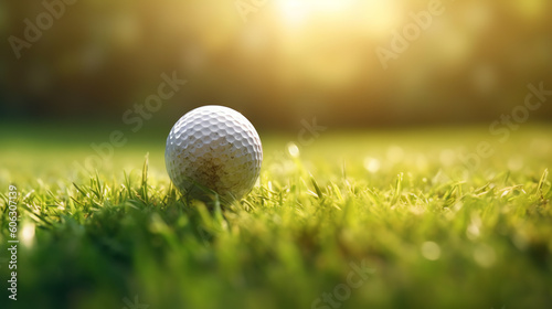 A close-up shot of a golf ball on a tee. generative AI