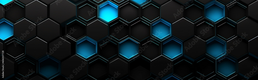 Futuristic blue neon black hexagon Futuristic blue neon black hexagon