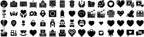 Set Of Romance Icons Isolated Silhouette Solid Icon With Love, Romantic, Man, Woman, Couple, Dating, Romance Infographic Simple Vector Illustration Logo