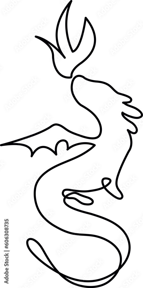 one line art dragon, silhouette of dragon, dragon with fire one line art dragon, silhouette of dragon, dragon with fire