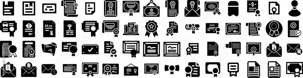 Set Of Certificate Icons Isolated Silhouette Solid Icon With Business, Achievement, Design, Diploma, Certificate, Award, Template Infographic Simple Vector Illustration Logo Set Of Certificate Icons Isolated Silhouette Solid Icon With Business, Achievement, Design, Diploma, Certificate, Award, Template Infographic Simple Vector Illustration Logo