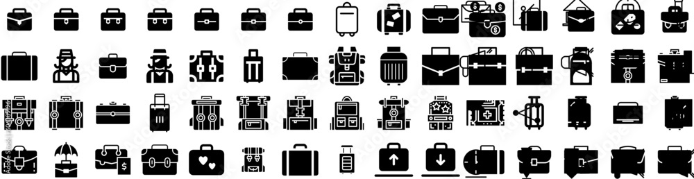 Set Of Luggage Icons Isolated Silhouette Solid Icon With Travel, Baggage, Bag, Tourism, Journey, Vacation, Luggage Infographic Simple Vector Illustration Logo Set Of Luggage Icons Isolated Silhouette Solid Icon With Travel, Baggage, Bag, Tourism, Journey, Vacation, Luggage Infographic Simple Vector Illustration Logo