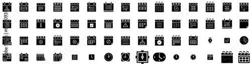 Set Of Schedule Icons Isolated Silhouette Solid Icon With Date, Schedule, Calendar, Event, Business, Time, Plan Infographic Simple Vector Illustration Logo