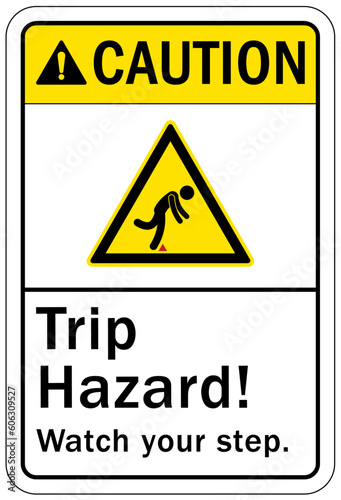 Slip and trip hazard sign and labels watch your step