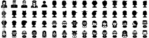 Set Of Avatar Icons Isolated Silhouette Solid Icon With Avatar, Male, Person, Man, Illustration, Human, People Infographic Simple Vector Illustration Logo