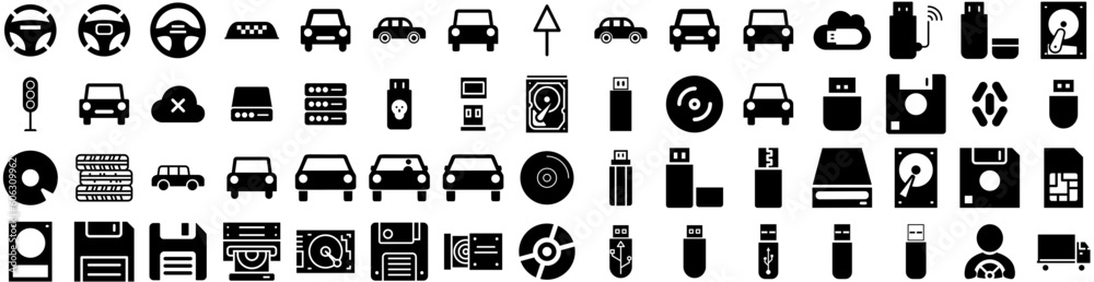 Set Of Drive Icons Isolated Silhouette Solid Icon With Transportation, Transport, Car, Auto, Vehicle, Drive, Road Infographic Simple Vector Illustration Logo Set Of Drive Icons Isolated Silhouette Solid Icon With Transportation, Transport, Car, Auto, Vehicle, Drive, Road Infographic Simple Vector Illustration Logo