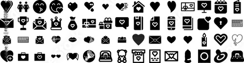 Set Of Romance Icons Isolated Silhouette Solid Icon With Woman, Romantic, Love, Dating, Romance, Couple, Man Infographic Simple Vector Illustration Logo