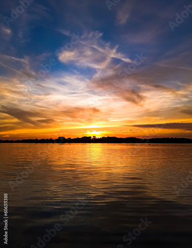 sunset over the lake