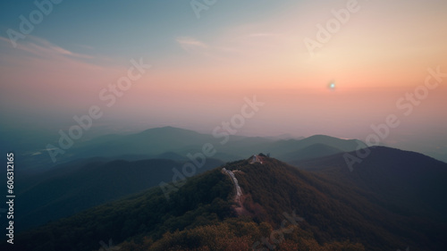 Sunrise view from the top of mountain