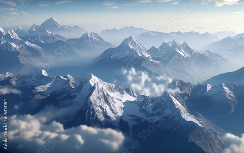 Breathtaking aerial shot of Himalayan mountains