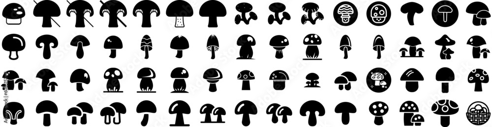 Set Of Mushroom Icons Isolated Silhouette Solid Icon With Food, Background, Vector, Isolated, Nature, Organic, Mushroom Infographic Simple Vector Illustration Logo Set Of Mushroom Icons Isolated Silhouette Solid Icon With Food, Background, Vector, Isolated, Nature, Organic, Mushroom Infographic Simple Vector Illustration Logo