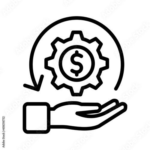 ROI (return on investment) outline icon for marketing, cost, profitability, financial return, investment performance logo