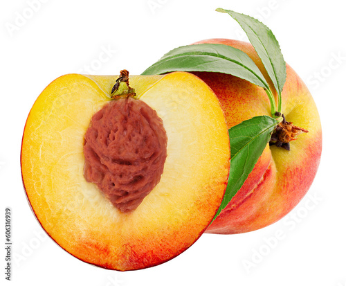 Peach  Nectarine  isolated on white background  full depth of field