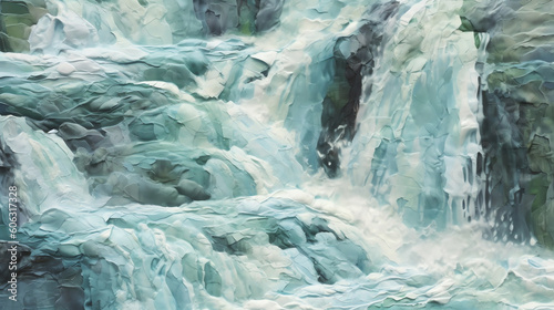 Detailed depiction of a cascading waterfall. generative AI