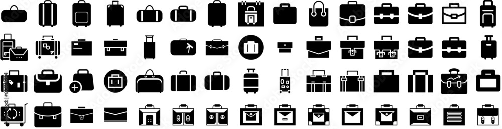 Set Of Suitcase Icons Isolated Silhouette Solid Icon With Tourism, Vacation, Suitcase, Baggage, Travel, Journey, Luggage Infographic Simple Vector Illustration Logo Set Of Suitcase Icons Isolated Silhouette Solid Icon With Tourism, Vacation, Suitcase, Baggage, Travel, Journey, Luggage Infographic Simple Vector Illustration Logo