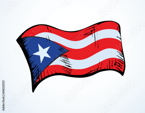 Flag of Puerto Rico. Vector drawing sign