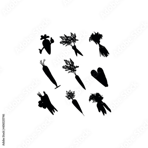 carrot vegetables collection set silhouette design