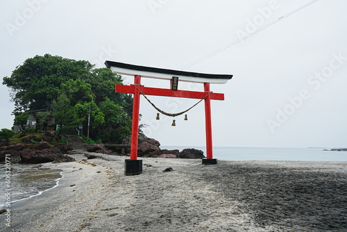 Torii Gate of Arahira Shrine in Kagoshima  Japan -                                            