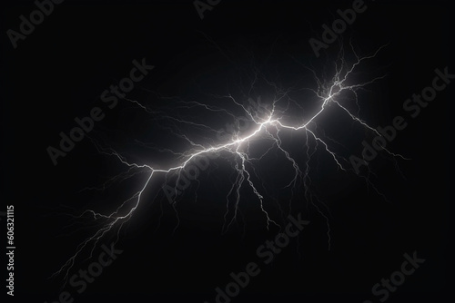 realistic lightning, Flash of thunder on a black background