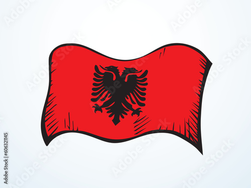 Flag of Albania. Vector drawing icon